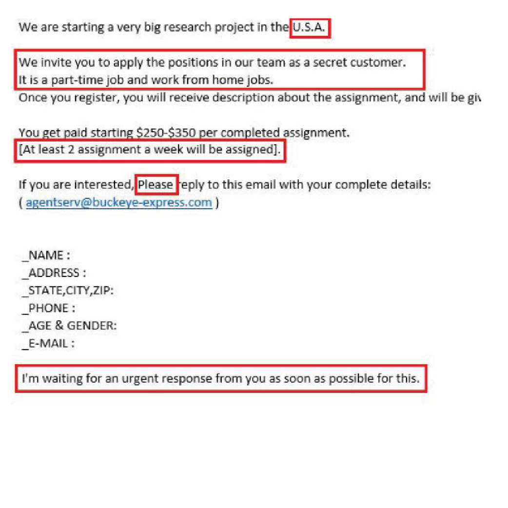 Fake jobs email example 7