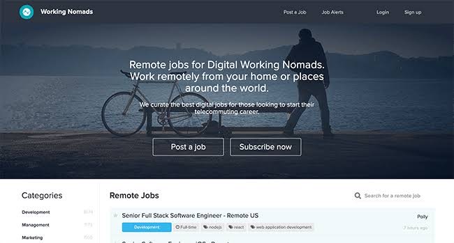Working Nomads freelance jobs