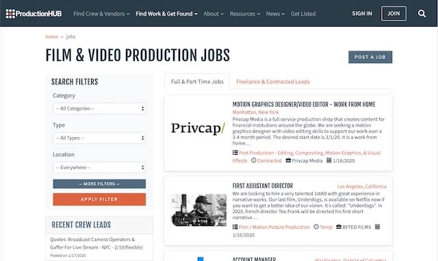 Production Hub freelance jobs